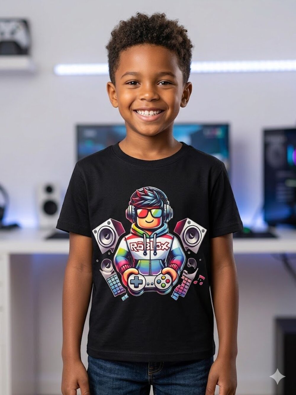 🎨 Artistic Gamer "Neon Splatter" Youth Medium – Premium HD DTF Tee Roblox